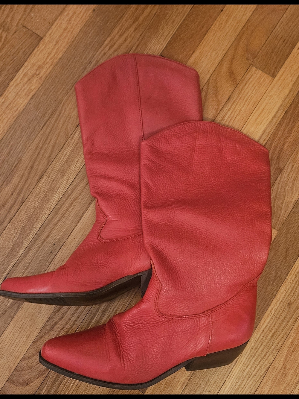 90's BOOTALINO Women's Red Leather Mid-Calf Western Boots